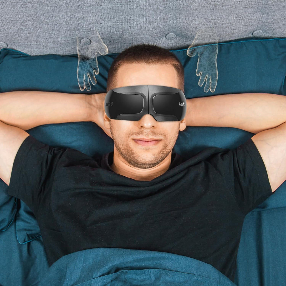 Man resting while wearing the FaceWave Mask